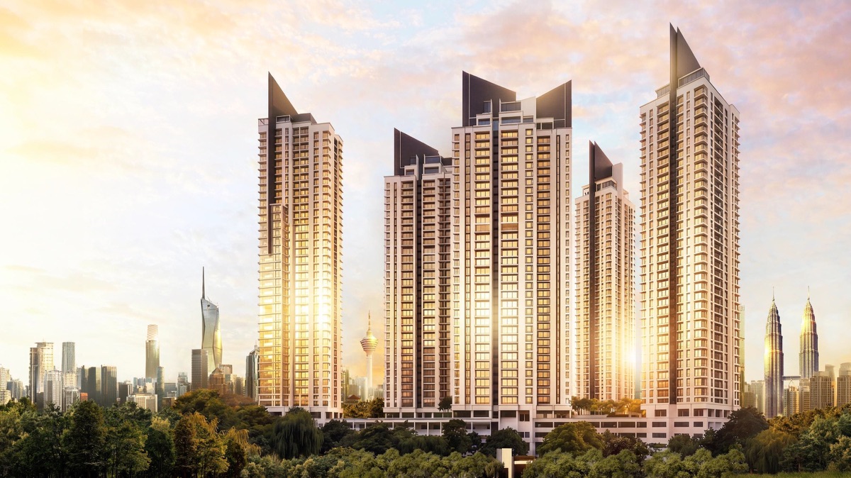 Cappella Embassy five towers on Jalan Ampang with KLCC skyline – artist's impression