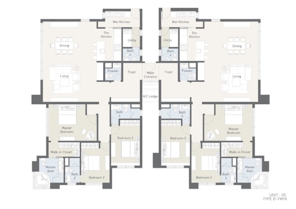 Type B-Twin floor plan 3,918 sq ft 6 bedroom